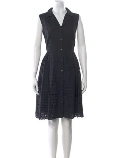 Pre-owned Donna Karan V-neck Knee-length Dress In Black