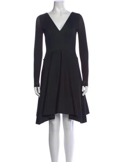 Pre-owned Donna Karan V-neck Knee-length Dress In Black
