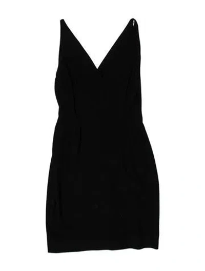 Pre-owned Donna Karan V-neck Knee-length Dress In Black