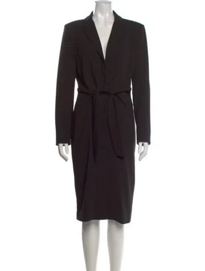 Pre-owned Donna Karan V-neck Knee-length Dress In Black