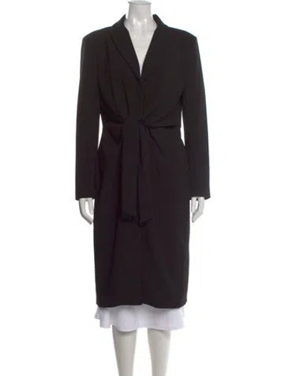 Pre-owned Donna Karan V-neck Knee-length Dress In Black