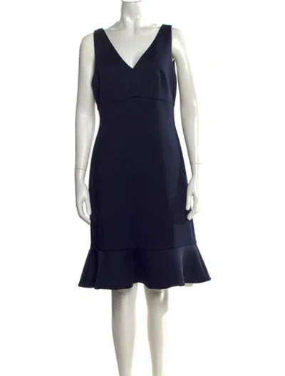 Pre-owned Donna Karan V-neck Knee-length Dress In Black
