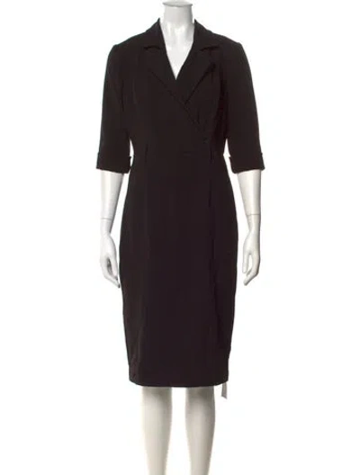Pre-owned Donna Karan V-neck Knee-length Dress In Black