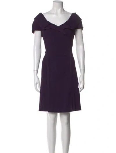 Pre-owned Donna Karan V-neck Knee-length Dress In Purple