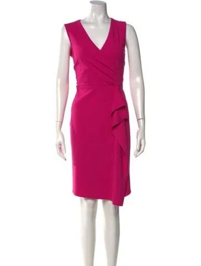 Pre-owned Donna Karan V-neck Knee-length Dress In Purple