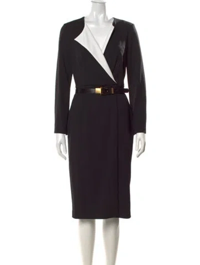 Pre-owned Donna Karan V-neck Knee-length Dress W/ Tags In Black