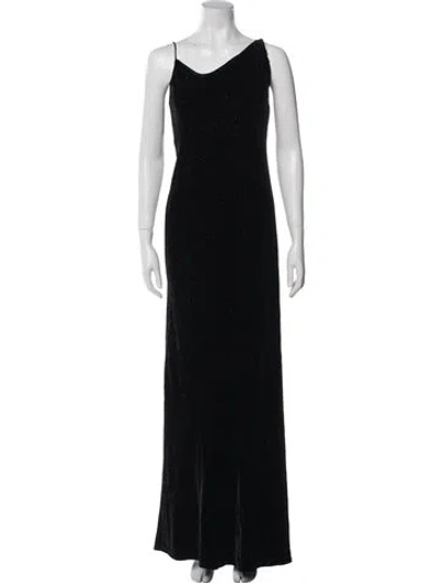 Pre-owned Donna Karan V-neck Long Dress In Black