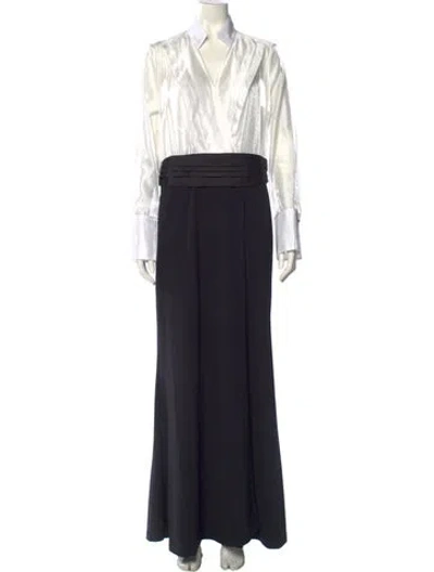 Pre-owned Donna Karan V-neck Long Dress In Black