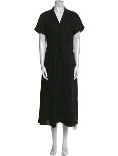 Pre-owned Donna Karan V-neck Long Dress In Black