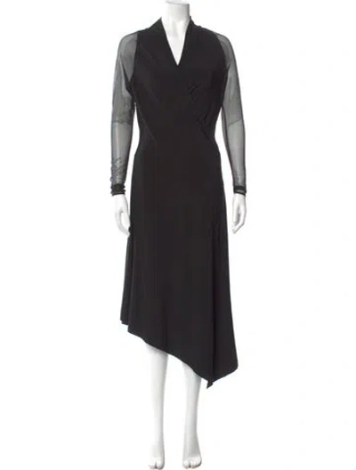 Pre-owned Donna Karan V-neck Long Dress In Black