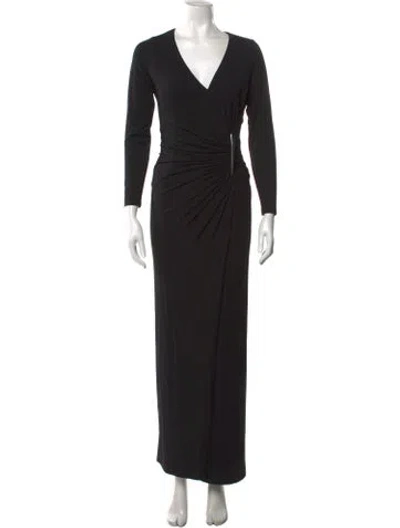 Pre-owned Donna Karan V-neck Long Dress In Black