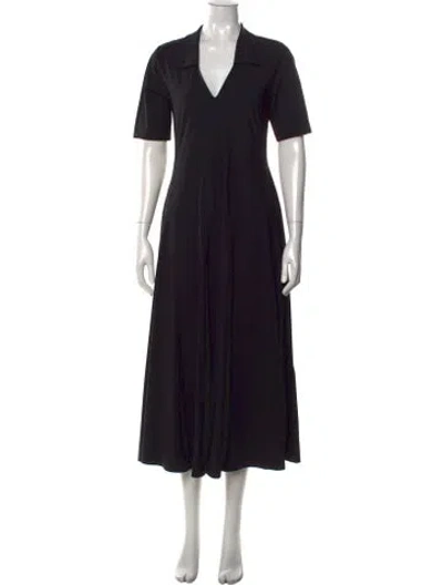 Pre-owned Donna Karan V-neck Long Dress In Black