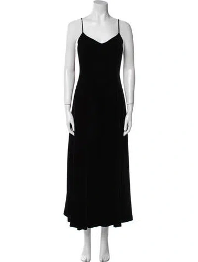 Pre-owned Donna Karan V-neck Long Dress In Blue