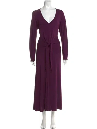 Pre-owned Donna Karan V-neck Long Dress In Purple