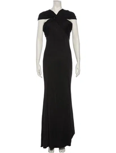 Pre-owned Donna Karan V-neck Long Dress W/ Tags In Black