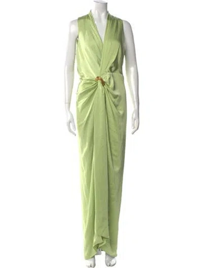 Pre-owned Donna Karan V-neck Long Dress W/ Tags In Green
