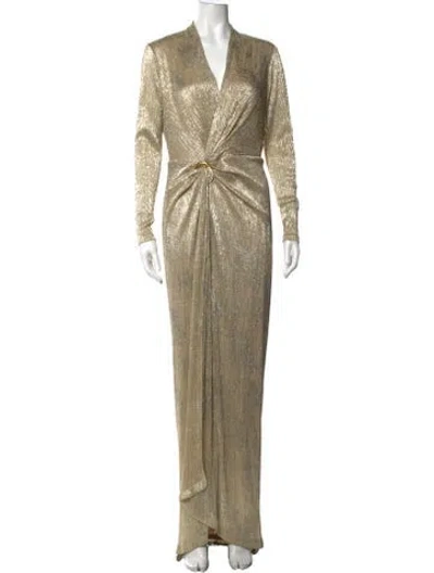 Pre-owned Donna Karan V-neck Long Dress W/ Tags In Neutrals