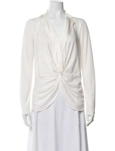 Pre-owned Donna Karan V-neck Long Sleeve Blouse In Neutrals