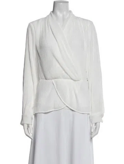 Pre-owned Donna Karan V-neck Long Sleeve Blouse W/ Tags In Neutrals