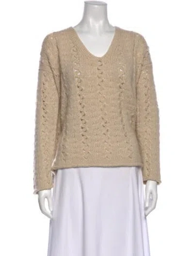 Pre-owned Donna Karan V-neck Long Sleeve Sweatshirt In Neutral