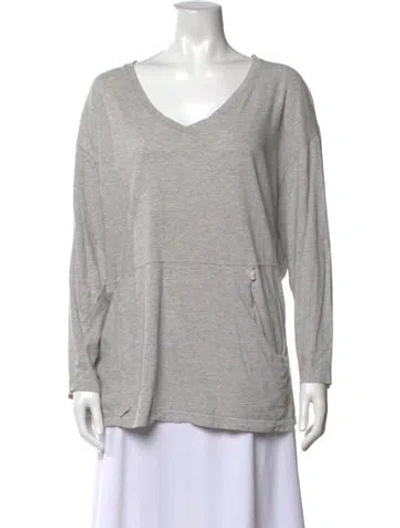 Pre-owned Donna Karan V-neck Long Sleeve T-shirt In Grey