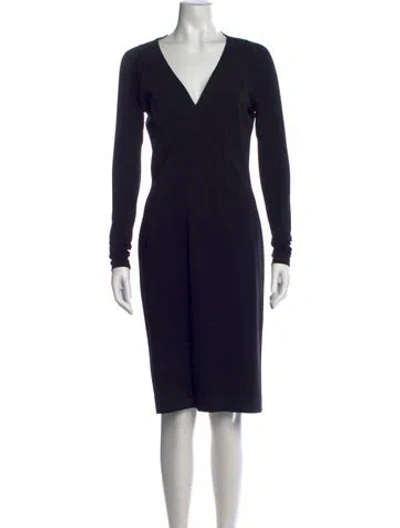 Pre-owned Donna Karan V-neck Midi Length Dress In Blue