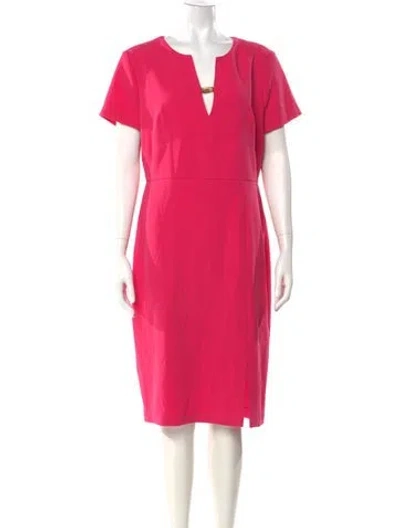 Pre-owned Donna Karan V-neck Midi Length Dress In Pink