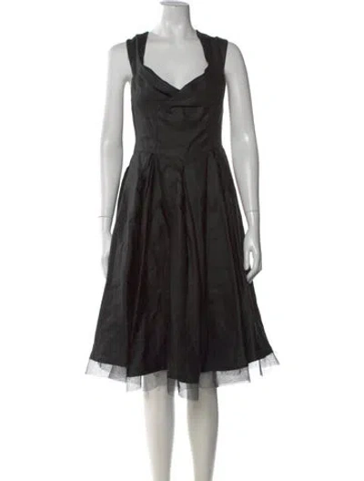 Pre-owned Donna Karan V-neck Midi Length Dress W/ Tags In Black