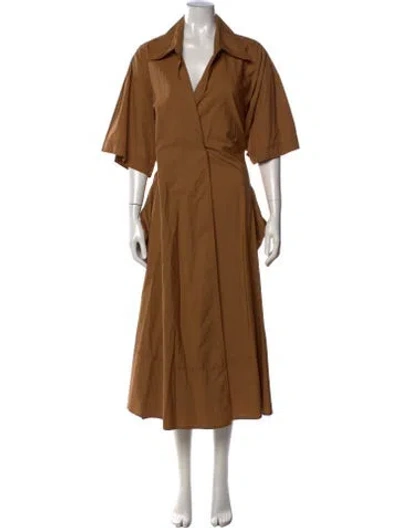 Pre-owned Donna Karan V-neck Midi Length Dress W/ Tags In Neutral