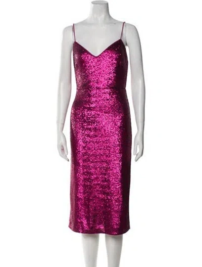 Pre-owned Donna Karan V-neck Midi Length Dress W/ Tags In Pink