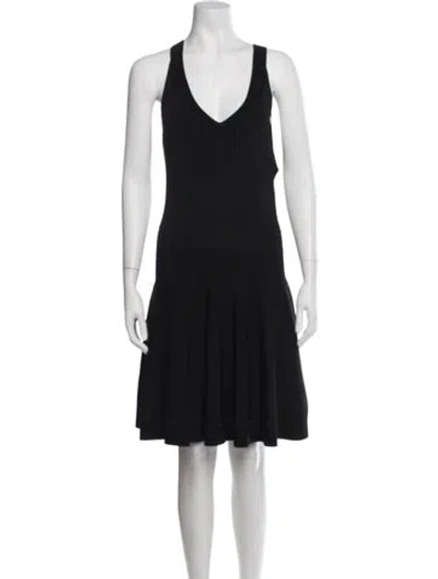 Pre-owned Donna Karan V-neck Mini Dress In Black