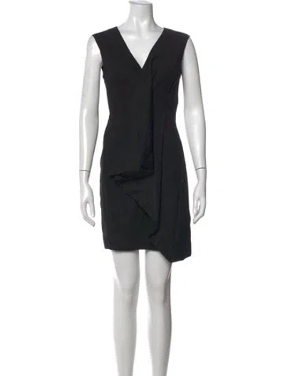 Pre-owned Donna Karan V-neck Mini Dress In Black