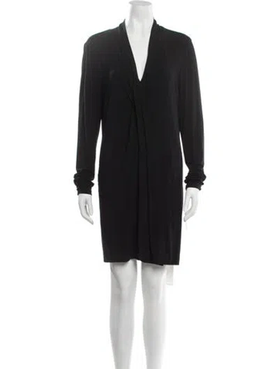 Pre-owned Donna Karan V-neck Mini Dress In Black