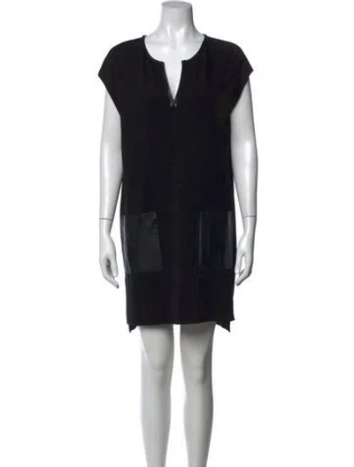 Pre-owned Donna Karan V-neck Mini Dress In Black