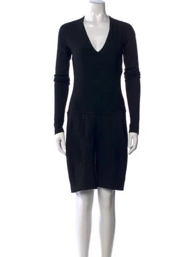 Pre-owned Donna Karan V-neck Mini Dress In Black