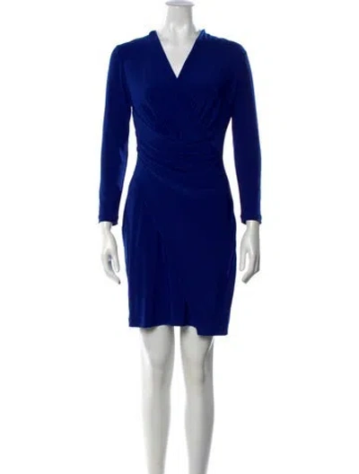 Pre-owned Donna Karan V-neck Mini Dress In Blue