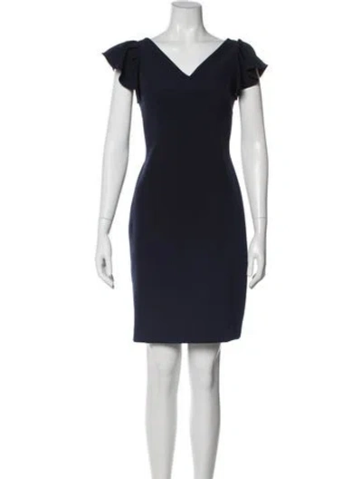 Pre-owned Donna Karan V-neck Mini Dress In Gray