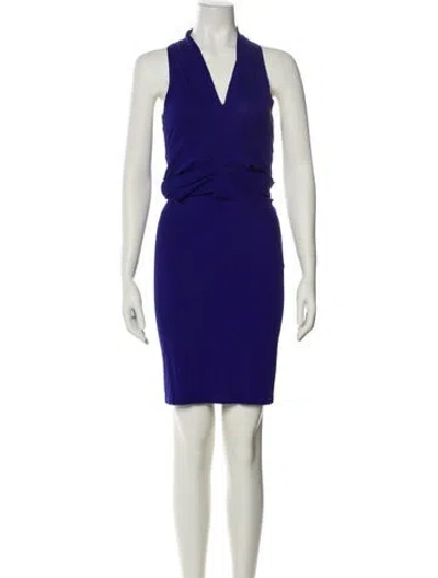 Pre-owned Donna Karan V-neck Mini Dress In Green