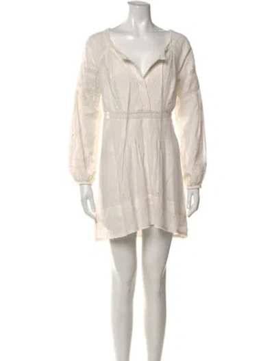 Pre-owned Donna Karan V-neck Mini Dress In Neutral