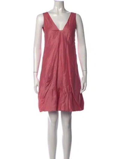 Pre-owned Donna Karan V-neck Mini Dress In Pink