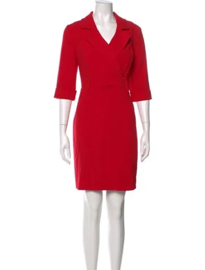 Pre-owned Donna Karan V-neck Mini Dress In Red