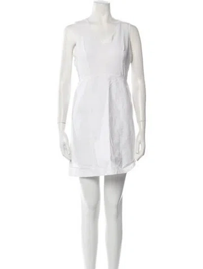 Pre-owned Donna Karan V-neck Mini Dress In White