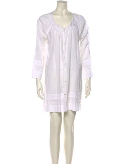 Pre-owned Donna Karan V-neck Mini Dress In White