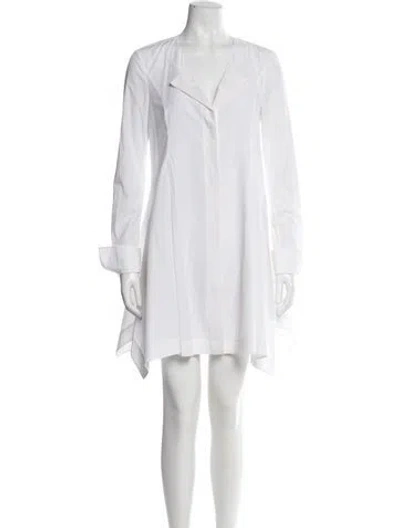 Pre-owned Donna Karan V-neck Mini Dress In White