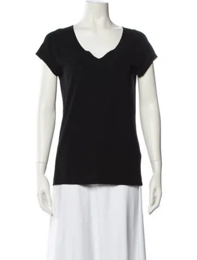 Pre-owned Donna Karan V-neck Short Sleeve T-shirt In Black