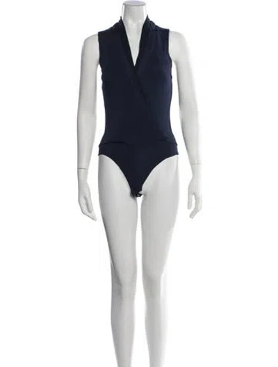 Pre-owned Donna Karan V-neck Sleeveless Bodysuit In Black