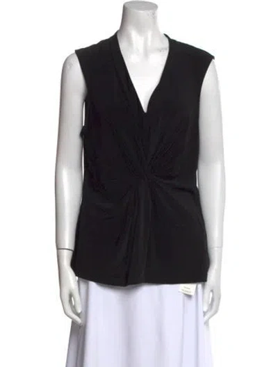 Pre-owned Donna Karan V-neck Sleeveless Top In Black