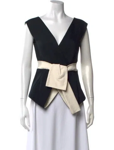 Pre-owned Donna Karan V-neck Sleeveless Top In Black