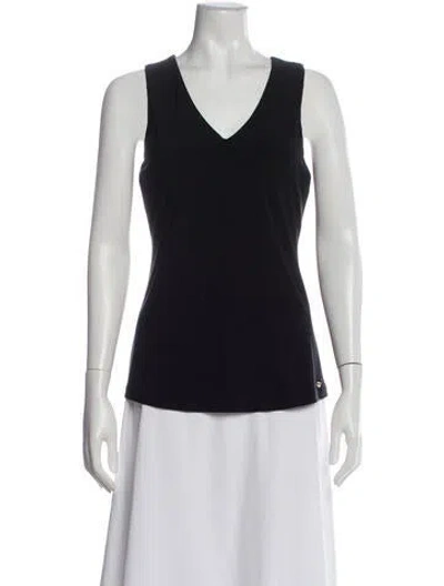 Pre-owned Donna Karan V-neck Sleeveless Top In Blue