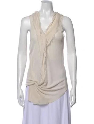 Pre-owned Donna Karan V-neck Sleeveless Top In Neutral